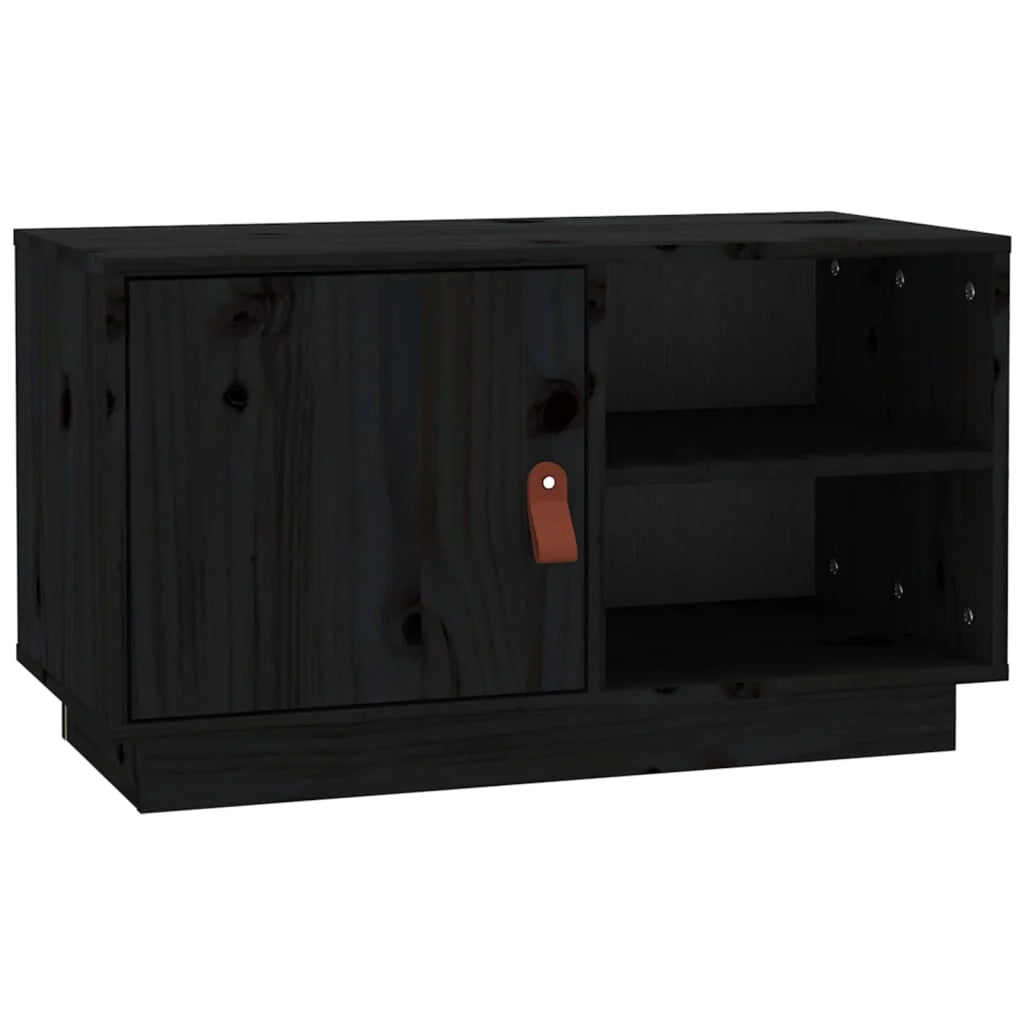 Mobile TV multimediale scaffale TV credenza mobile TV sala da pranzo soggiorno camera da letto 70 x 34 x 40 cm legno di pino massiccio nero 02_0026189