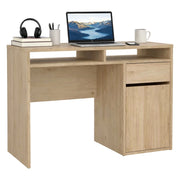 Scrivania Abbadu, Scrittoio multiuso, Tavolo per ufficio porta PC, Piano di lavoro, 110x48 h77 cm, Rovere