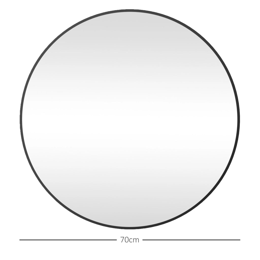 Specchio da bagno tondo con cornice in metallo ¨C Minimal ¨C Nero ?70x2,5cm