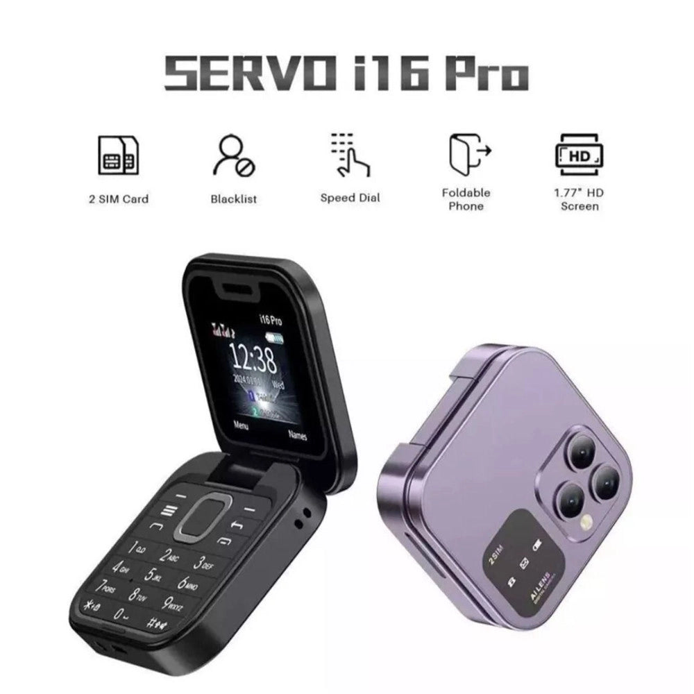 Trade Shop - Mini Flip Telefono Schermo 1.77" Pieghevole Multilingue Ad Alta Batteria Dual Sim 1000mah -