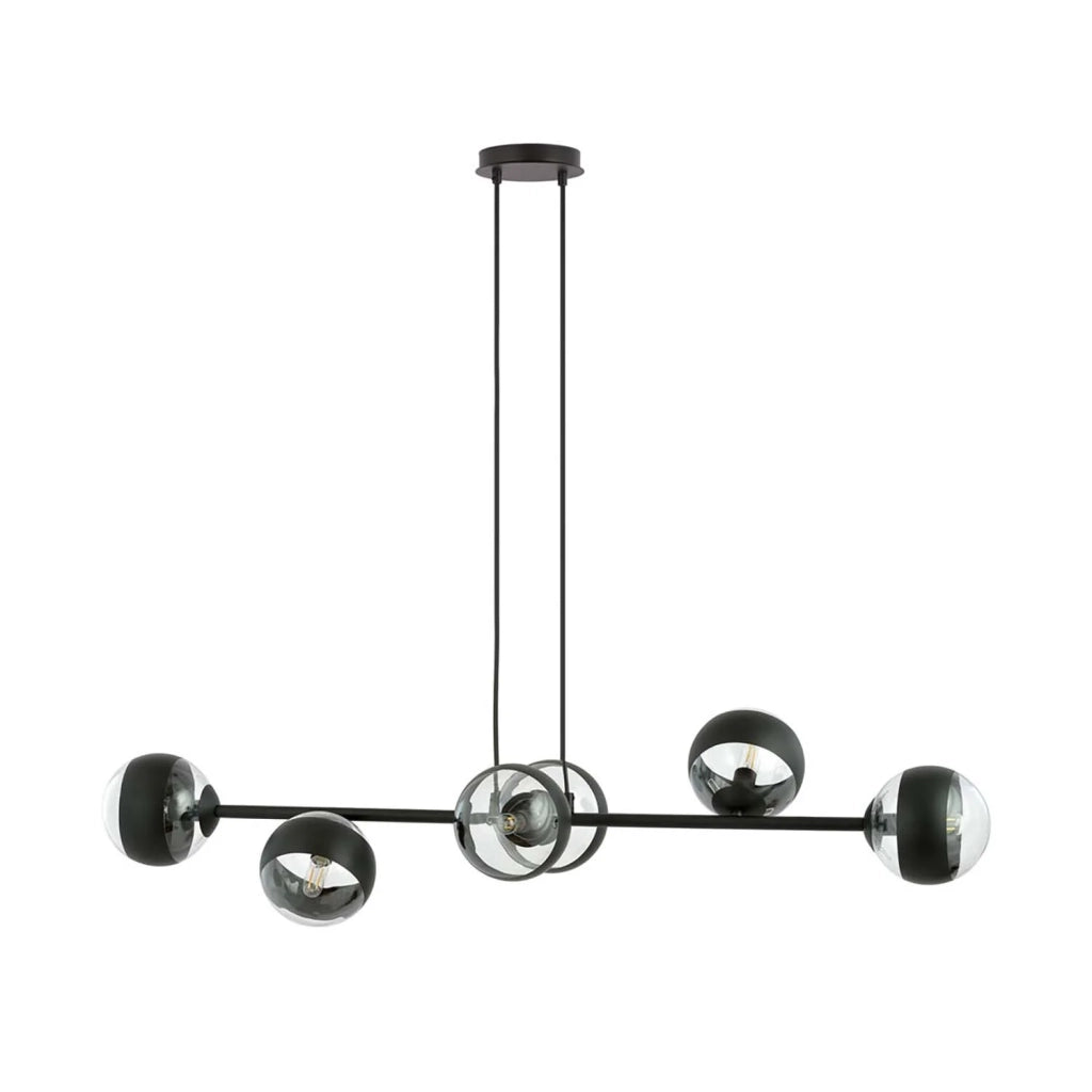 Lampadario Contemporaneo Durga Acciaio Nero 6 Luci E14 Ip20