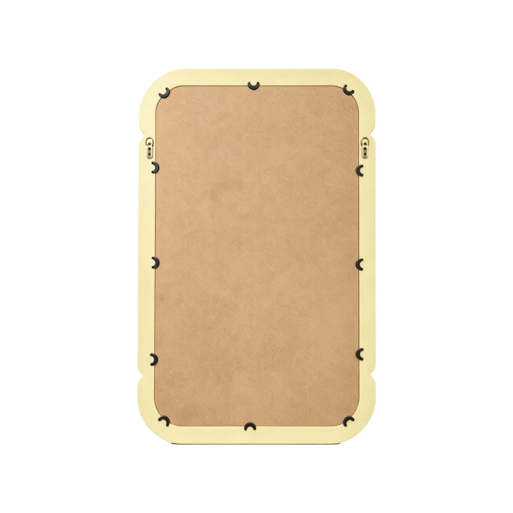 Specchio rettangolare decorativo in legno, 106cm, giallo pastello