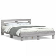 Letto matrimoniale | Letto per adulti | Giroletto Testiera Grigio Sonoma 140x190 cm Legno Multistrato