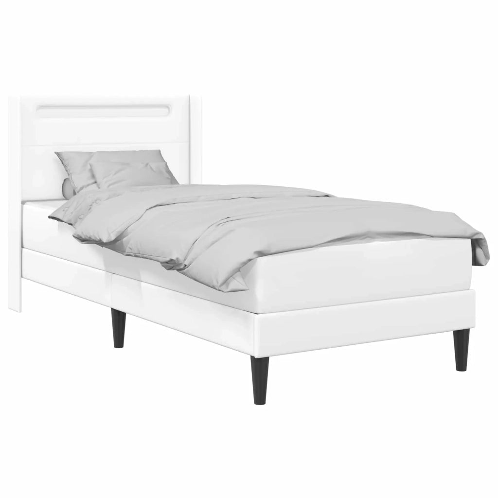 Struttura letto con materasso-Giroletto Bianco 100 x 200 cm Similpelle