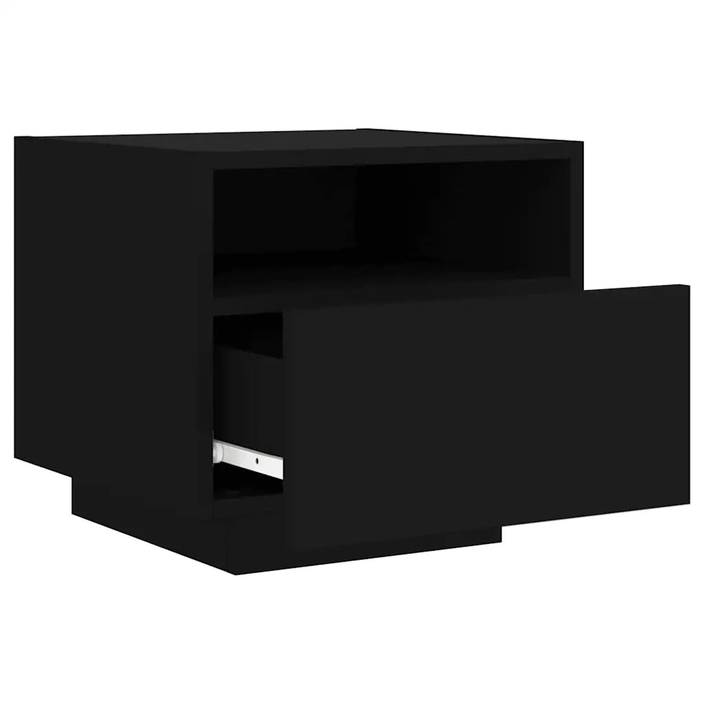 Comodino con Luci LED Nero 40x39x37 cm