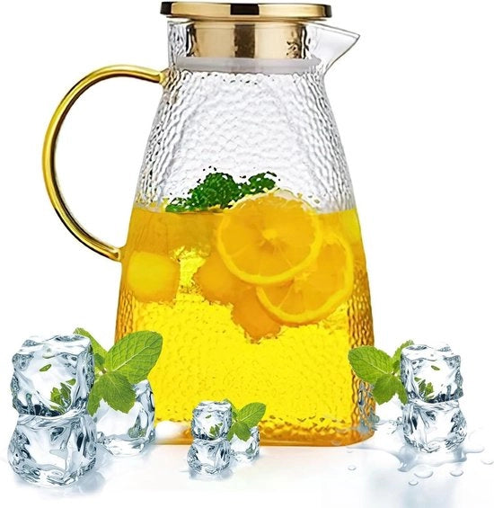 Karaf in vetroresina 1,8 litri con coperchio per porta frigorifero - grande caraffa per tè freddo in vetroresina per acqua e succhi