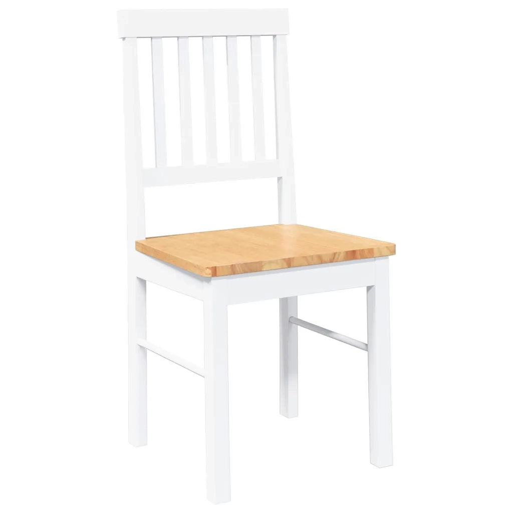 Sedie da Pranzo 2 pz Bianche in Legno Massello di Hevea 4102430