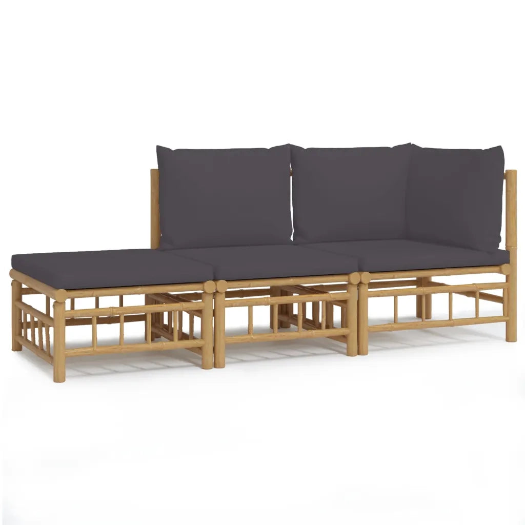 Set Salotto da Giardino 3pz con Cuscini Grigio Scuro BambÃ¹