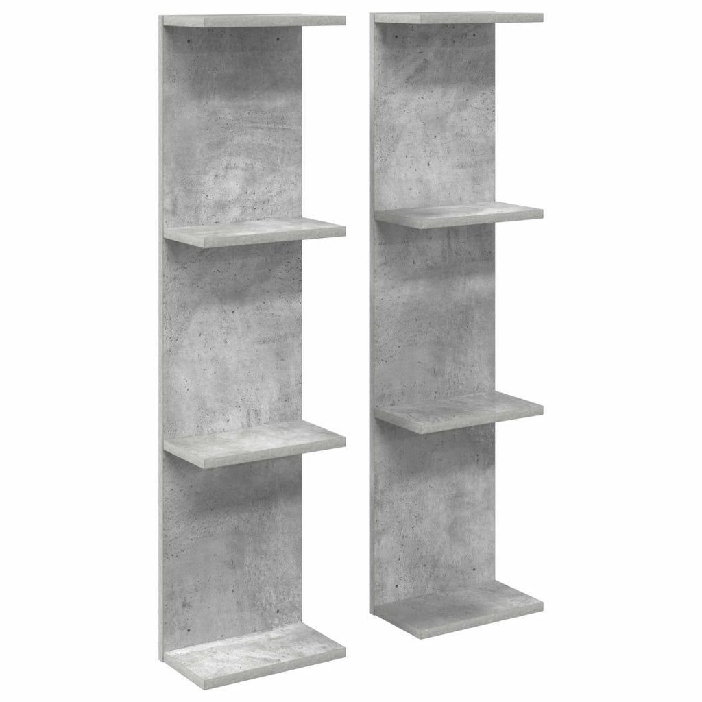 Scaffale da parete 2 pz Grigio Cemento 25 x 15 x 100 cm 8012387