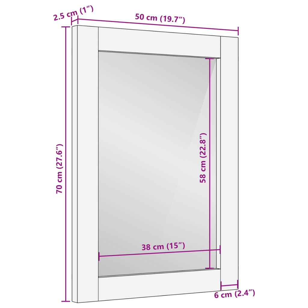 Specchio da bagno 50x70x30 cm Legno massello mango