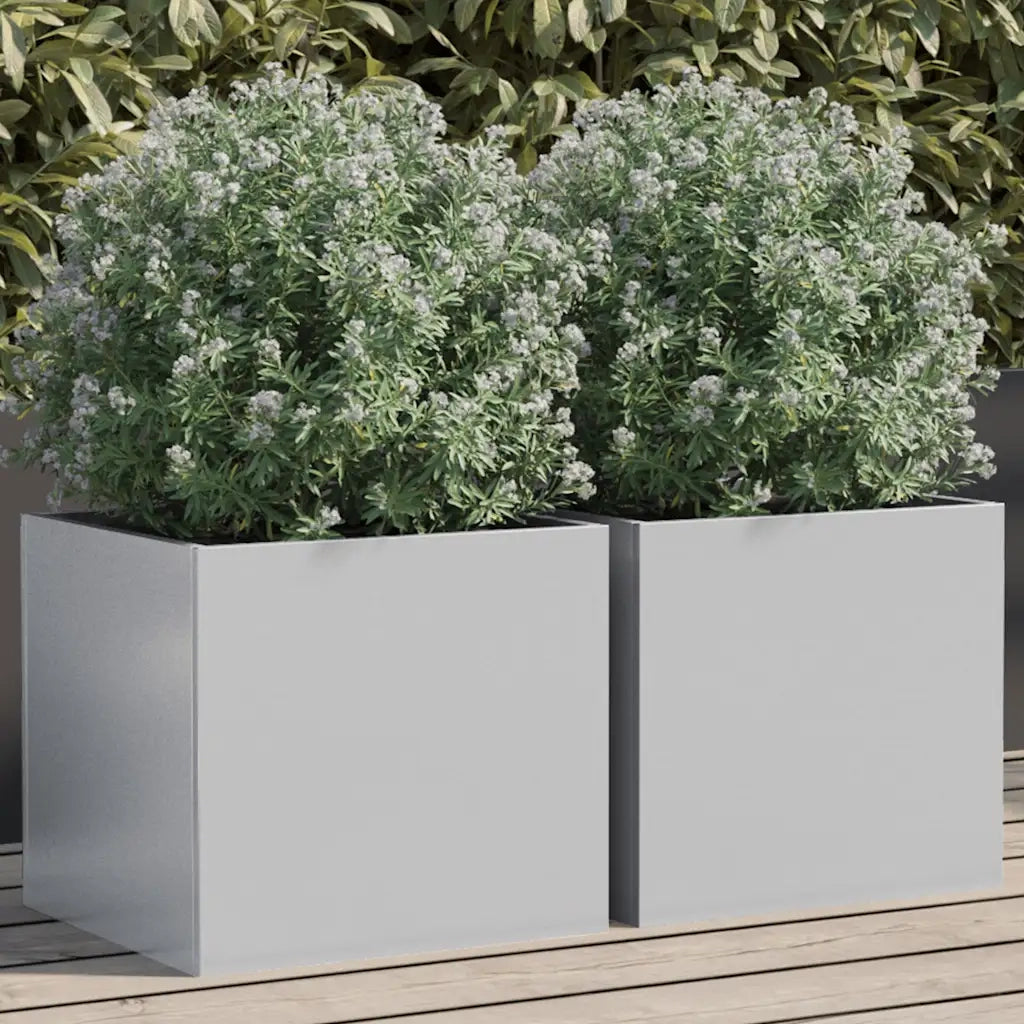 Fioriere 2pz Argento 32x30x29 cm in Acciaio Zincatocod mxl 91975
