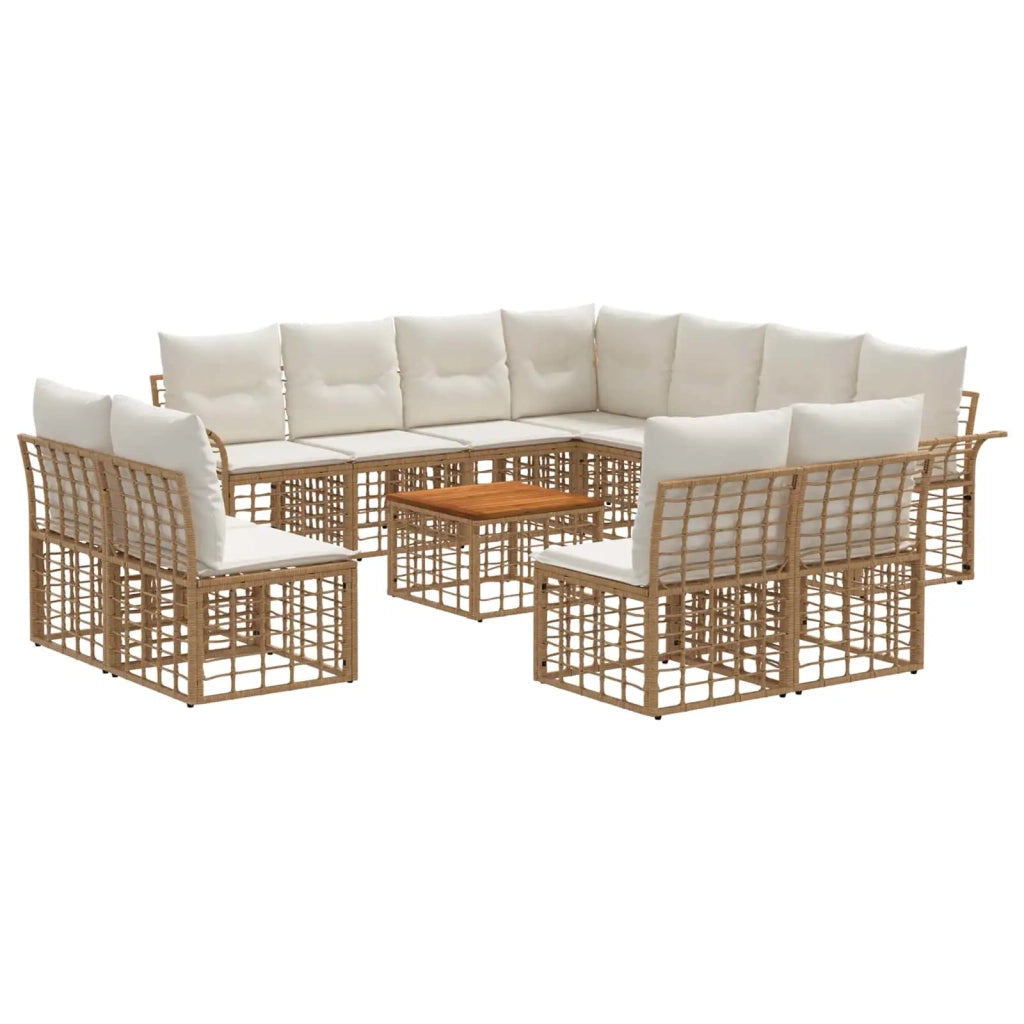 Set di divani da esterno 12 pcs Naturale e Bianco Crema