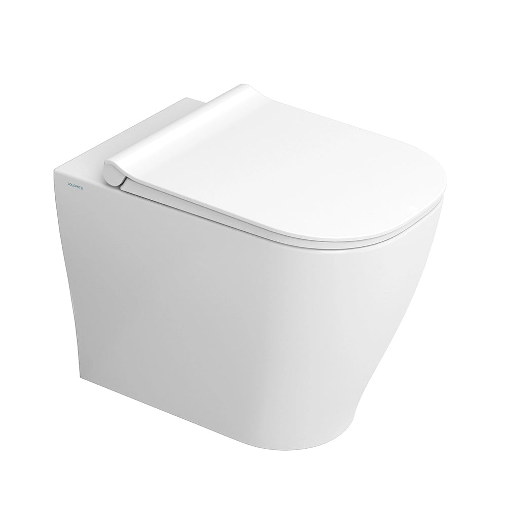 Sanitari filomuro Rimless Mirto scarico traslato e sedile soft close