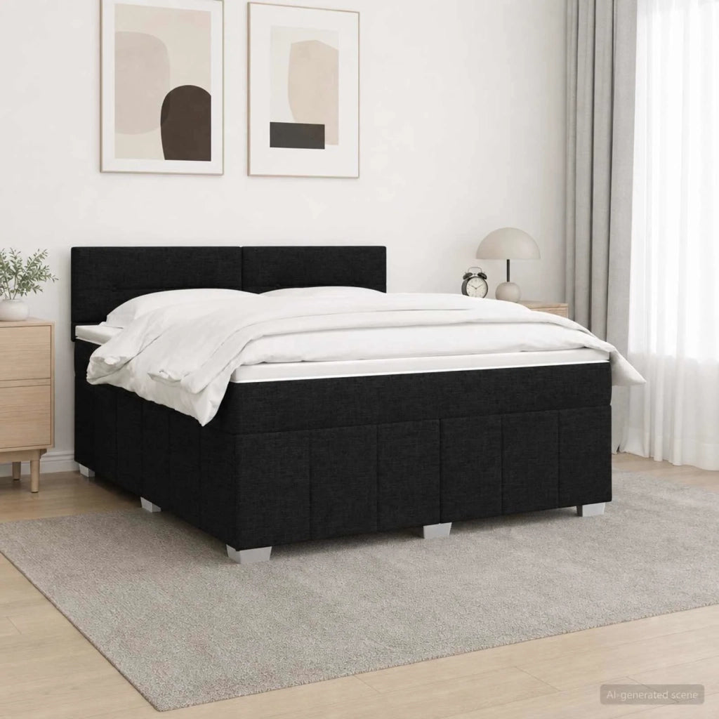Letto Box Spring LED con Materasso Nero 180 x 200 cm Tessuto 3455663