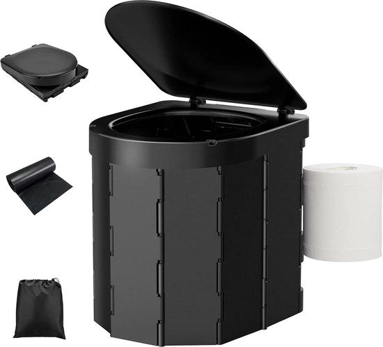 Toilet per Campeggio per Adulti - Bagaglio Portatile e Ripiegabile con Supporto Solido e Sedile Comodo - Coperchio e Orecchiette per la Carta igienica - Campeggio, Viaggio, Auto