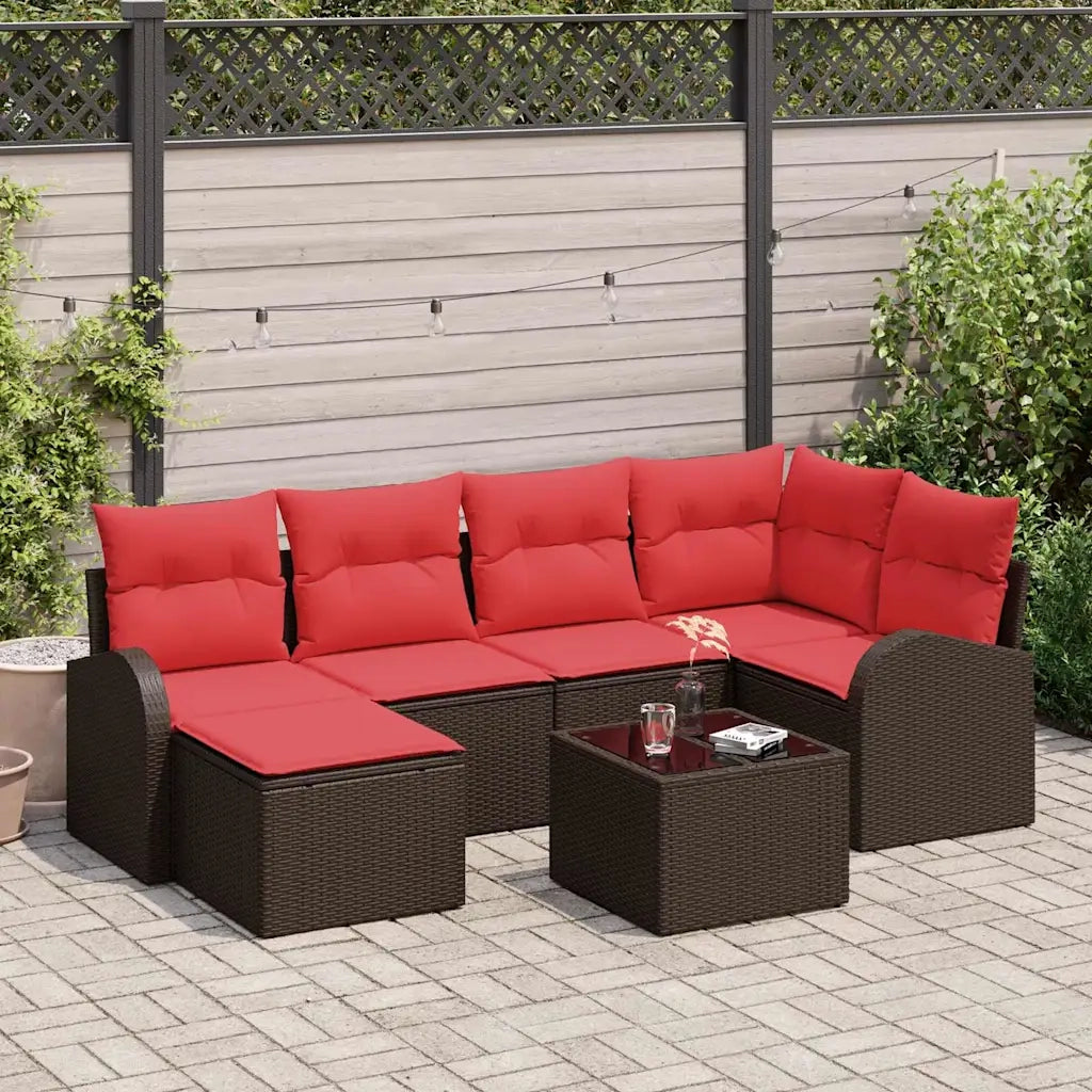 Set Divano da Giardino 7 pcs Marrone Rattan in Polipropilene 3346124