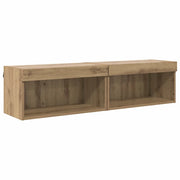 Set mobile TV con LED 2 pz | Armadietto TV | Mobile Porta TV Rovere artigianale 60 x 30 x 30 cm