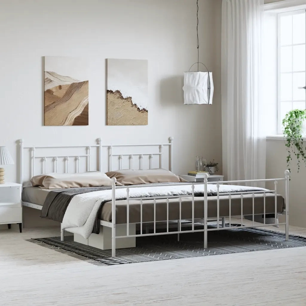 Giroletto con Testiera e Pediera Metallo Bianco 193x203 cmcod mxl 129751