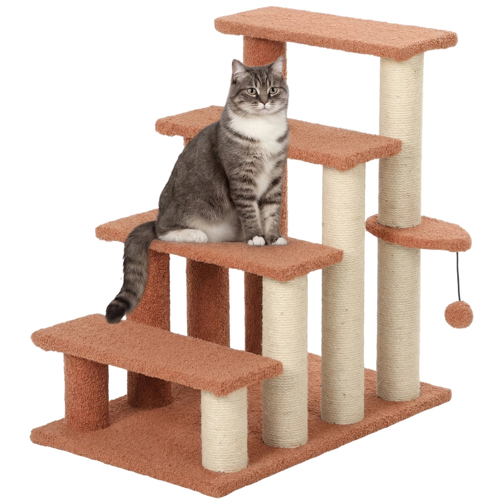 Scala per Gatti 4 Gradini ¨C Zephmum ¨C Marrone 60x40x64 cm