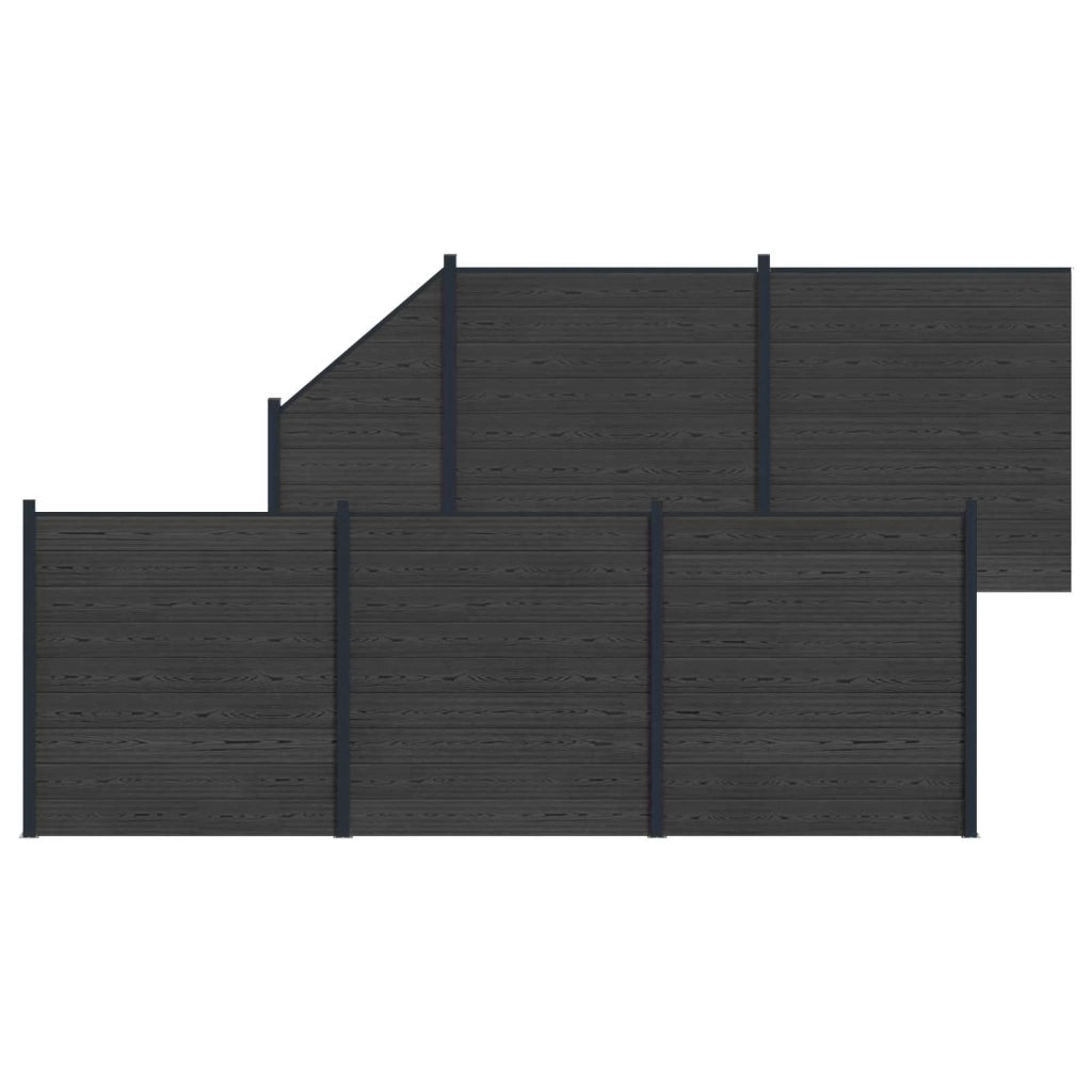 Pannello di Recinzione 6 pcs WPC e Alluminio Nero 3429424