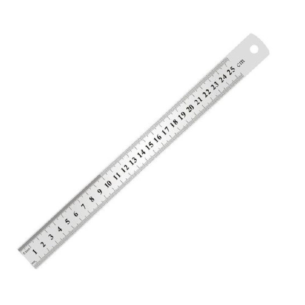 Trade Shop - Righello Metro In Acciaio Inox Metallo 1 Mm A 25 Cm Riga Segnatura Cm Inch 97763 -