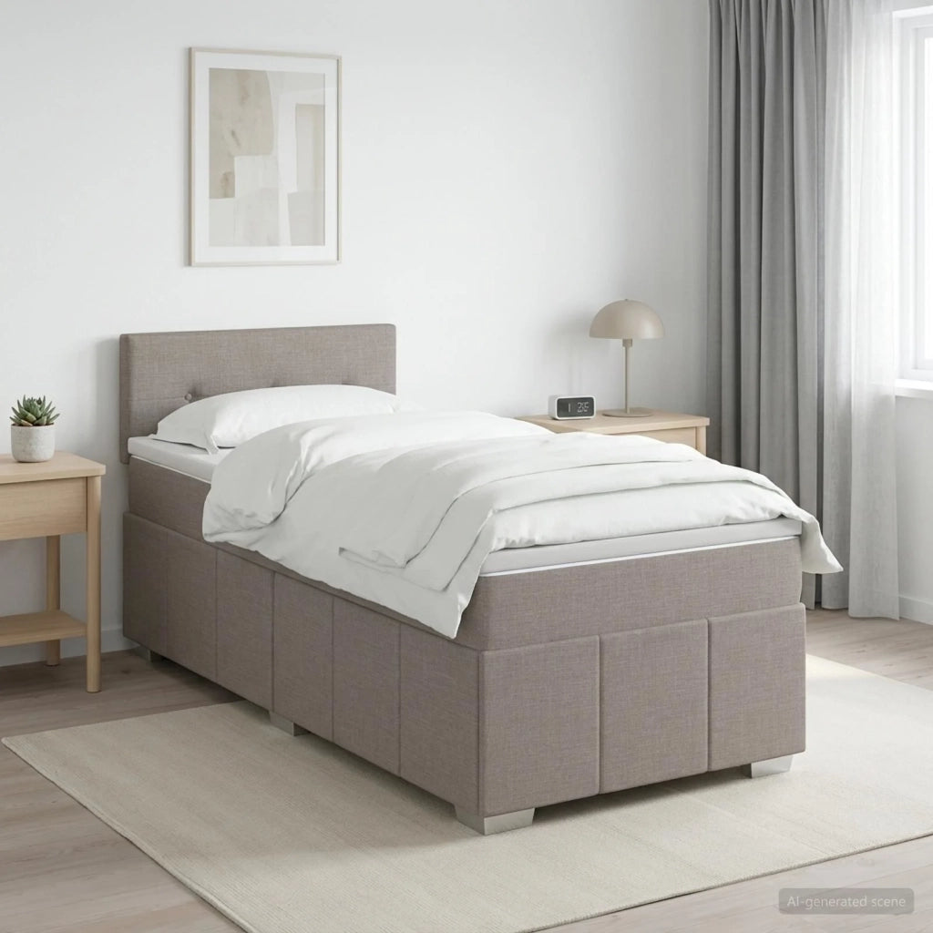 Letto box spring con materasso Tortora 100 x 200 cm Tessuto 3452611
