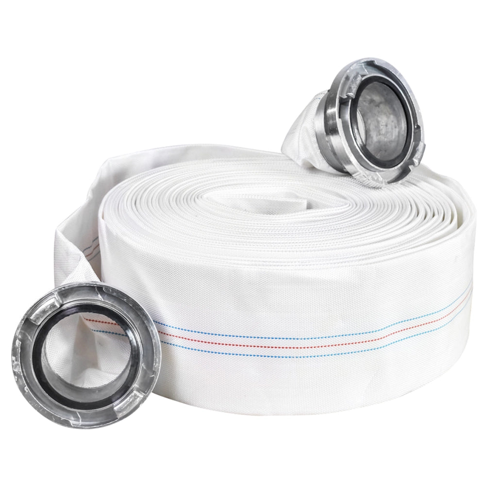 Tubo flessibile per irrigazione/pompaggio in PVC da 2 pollici, lunghezza 20 m con attacco in alluminio, max 6 bar, tela Breckner Germany
