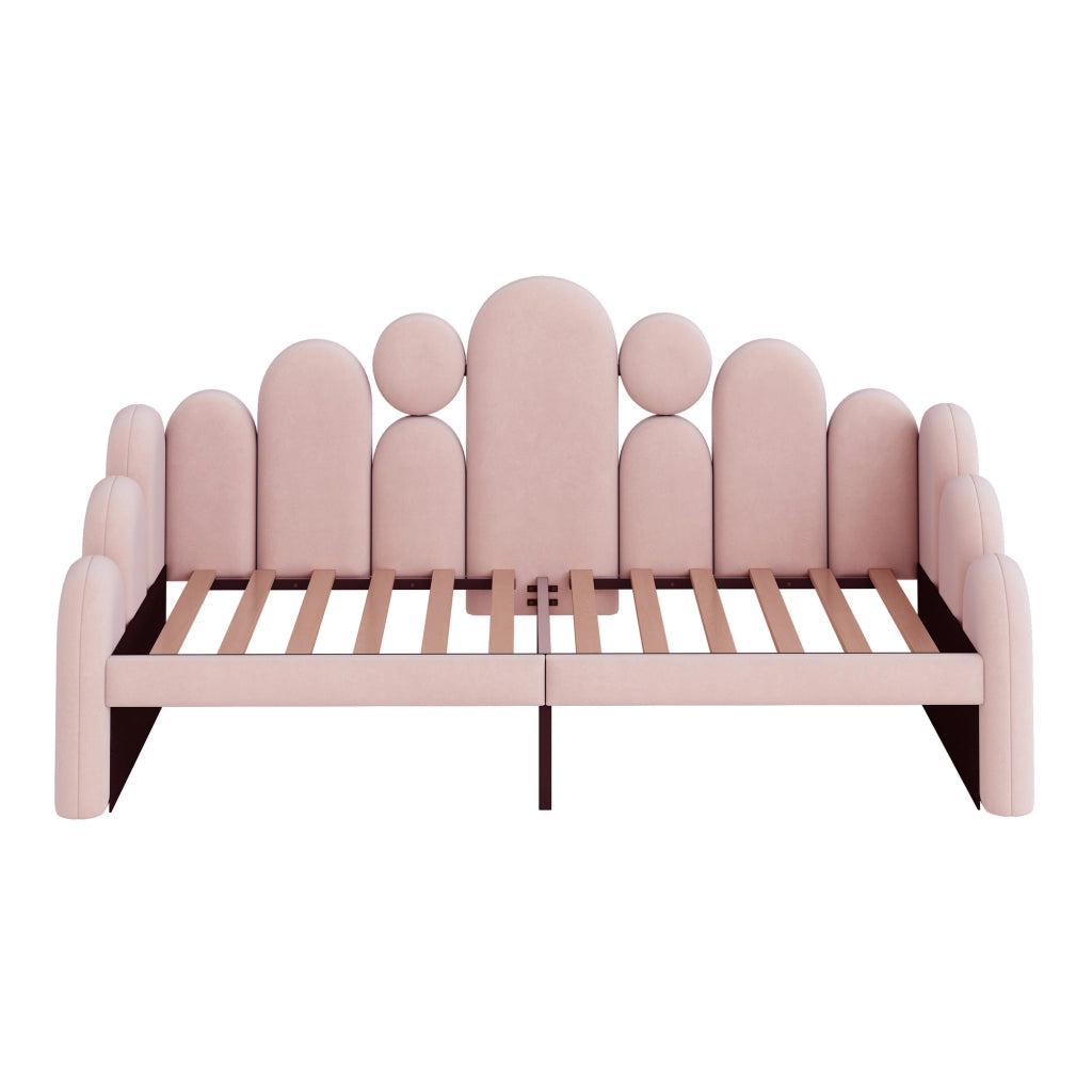Divano letto 180×200 cm 2 posti; convertibile; in velluto; con letto per animale; senza materasso; rosa