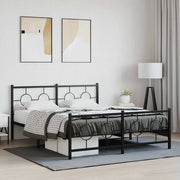 Giroletto con Testiera e Pediera-Struttura Letto Metallo Nero 150x200 cm 950638