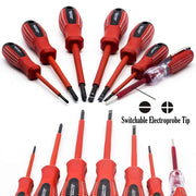 Trade Shop - Set 7 Pezzi Cacciaviti Giraviti Isolati Con Manico In Gomma Grip Con Cercafase -