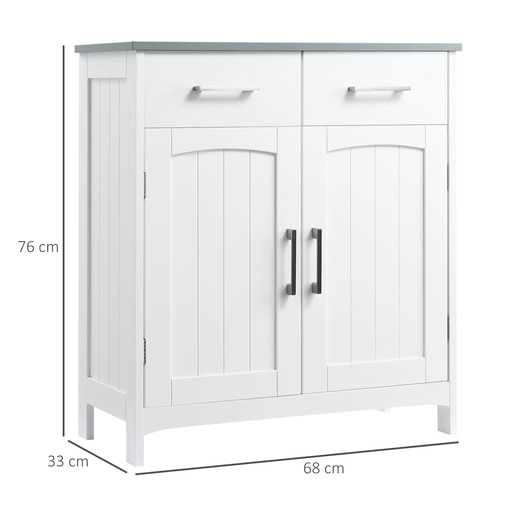 Mobiletto Bagno 2 Ante 2 Cassetti 1 Ripiano 68x33x76 cm in MDF Bianco