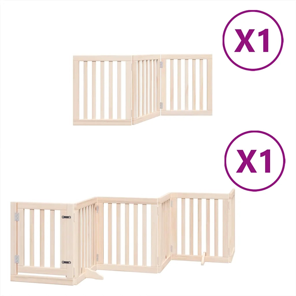 Cancello per Cani con Porta Pieghevole 9 Pannelli 450 cm Pioppo CFW9245727