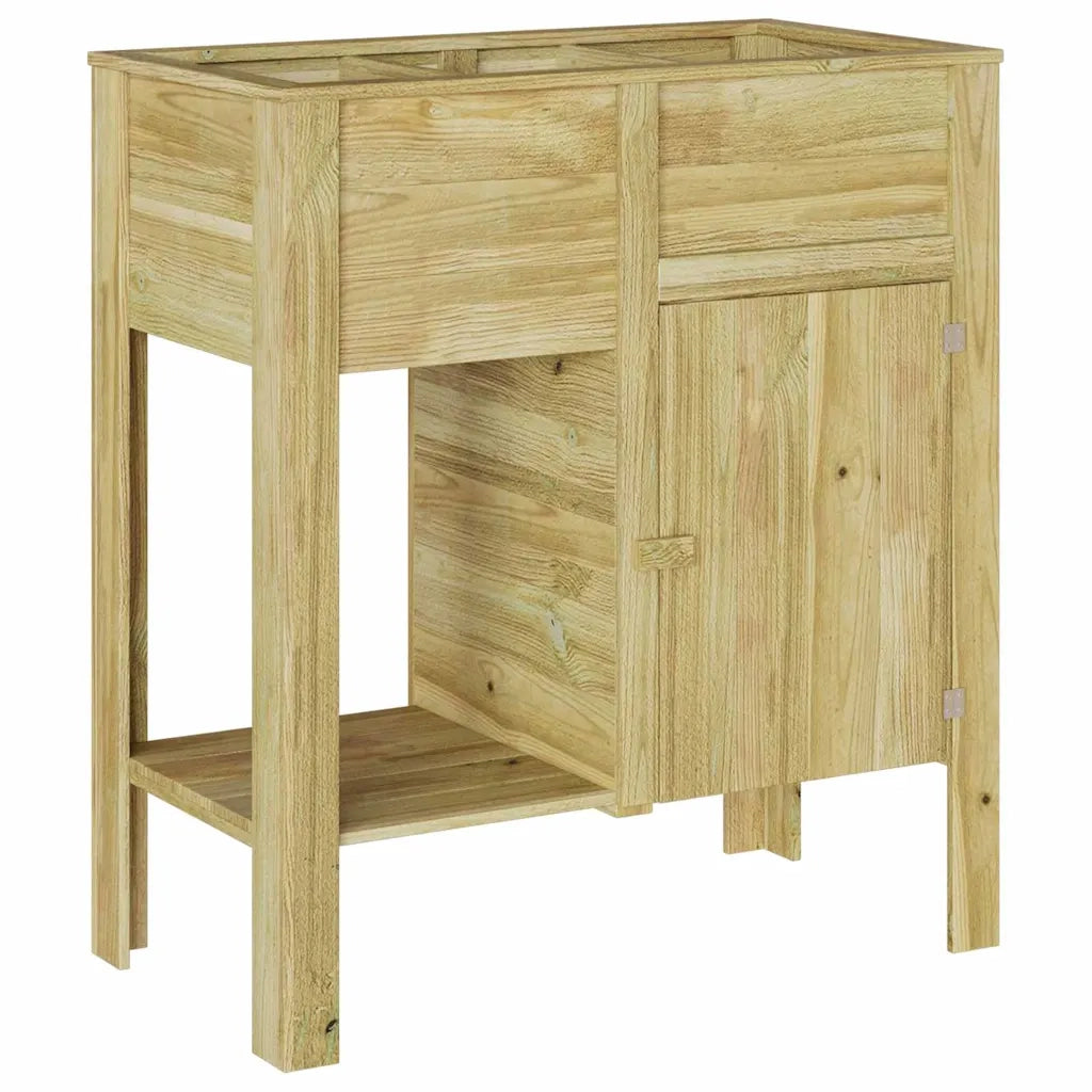 Vaso Alto con lo scaffale-Fioriera da Esterno-Contenitore per Piante Marrone Legno di pino impregnato