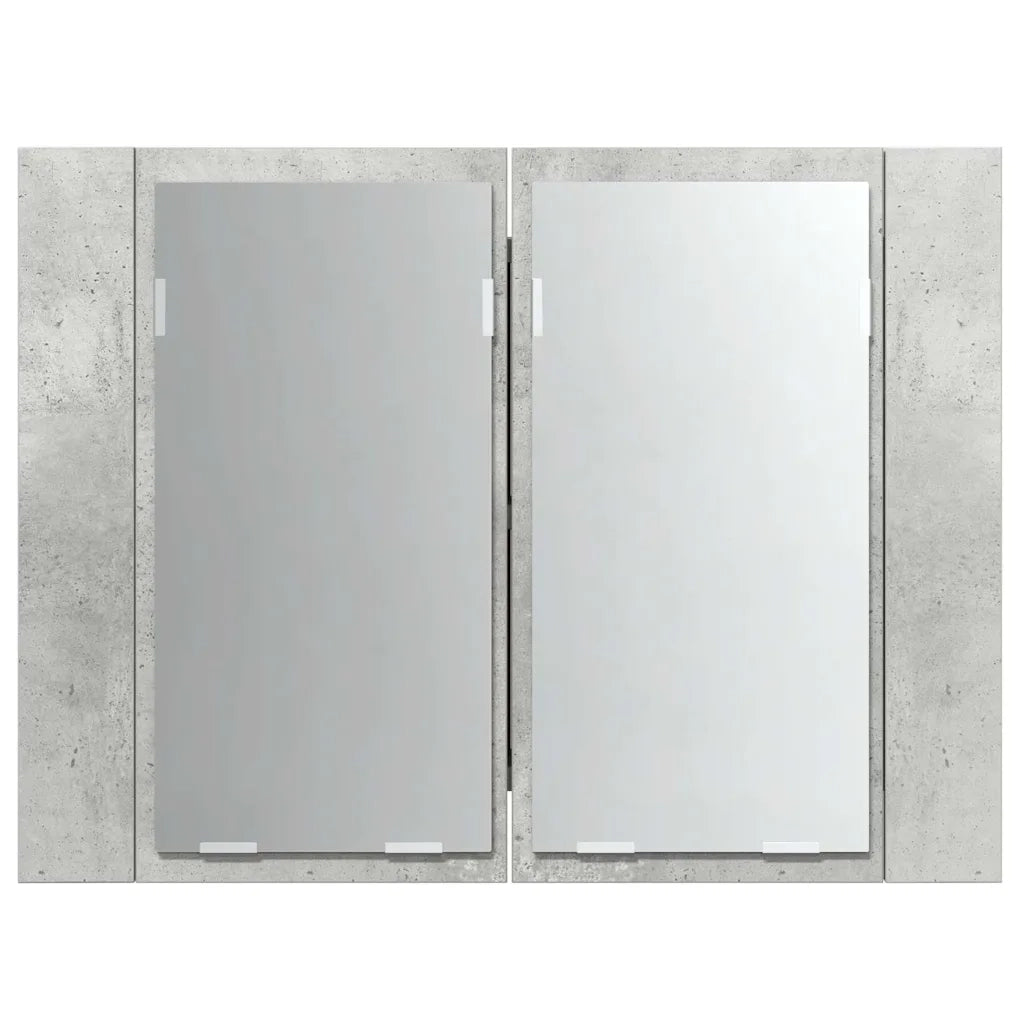 Armadietto a Specchio | Armadio da bagno con Luci LED Grigio Cemento in Acrilico