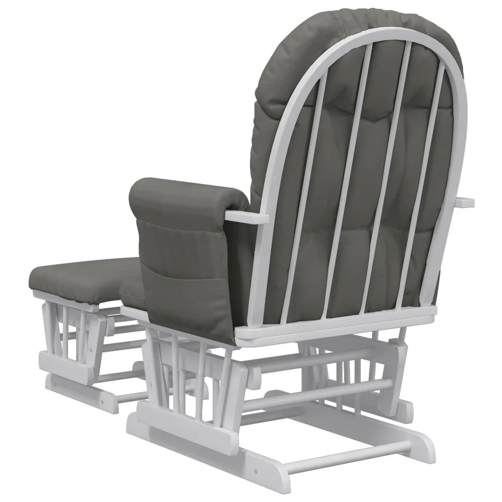 Poltrona | Sedia Relax Glider con Sgabello Grigio Scuro in Tessuto