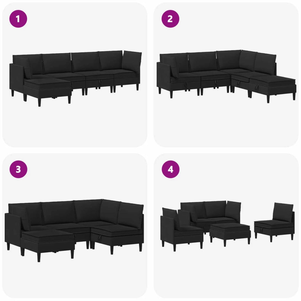 Set di mobili per il soggiorno 5 pcs Nero Tessuto
