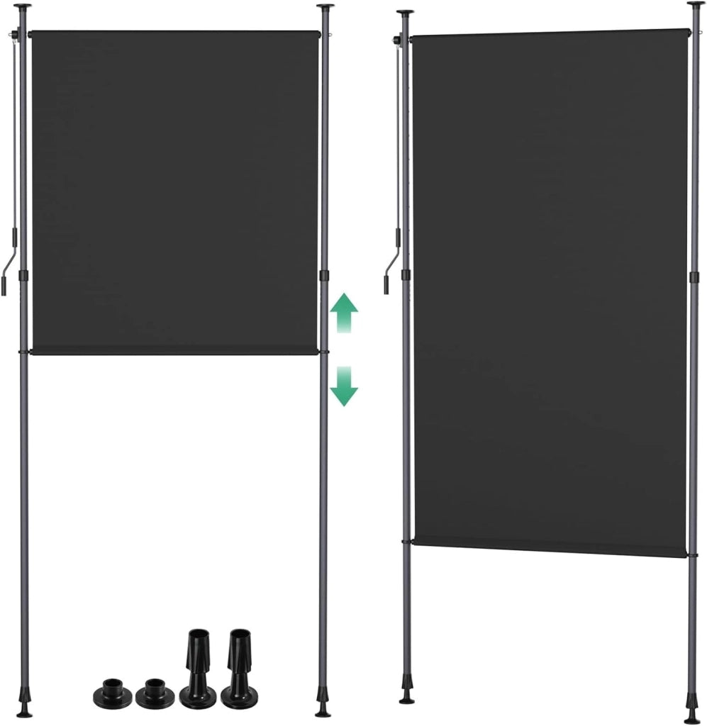 Tenda da sole verticale con morsetto, 120 x 310 cm, tenda da sole verticale allungabile, senza forature, tenda da sole verticale con manovella, protezione dal vento, per balcone, giardino, 2 pezzi