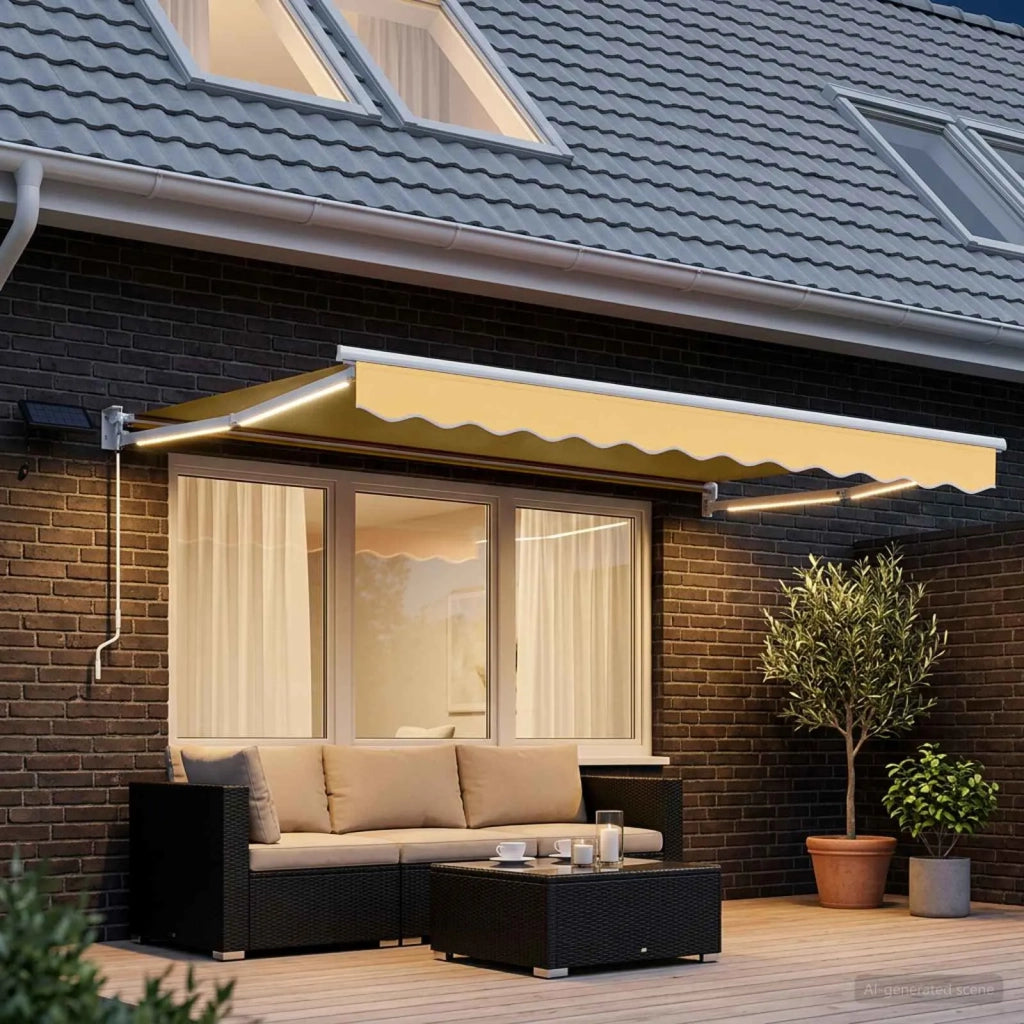 Tenda retrattile manuale con LED Sabbia 3425701