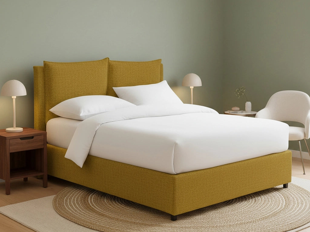 Falmouth, Letto Piazza e Mezza Sfoderabile Made in Italy, Giallo Ocra