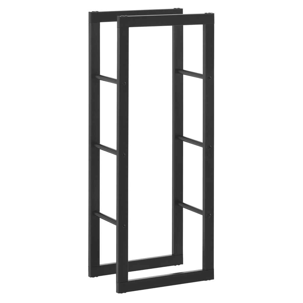 Portalegna 'Täby' (LxPxA) 40 x 25 x 100 cm Deposito per Legna da Ardere Supporto Tronchi Scaffale in Acciaio da Legnaia - Nero [en.casa]