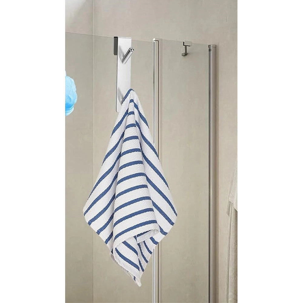 Trade Shop - Gancio Doppio Per Porta Box Doccia Per Appendere Asciugamani Bagno 4x18 Cm 87766 -