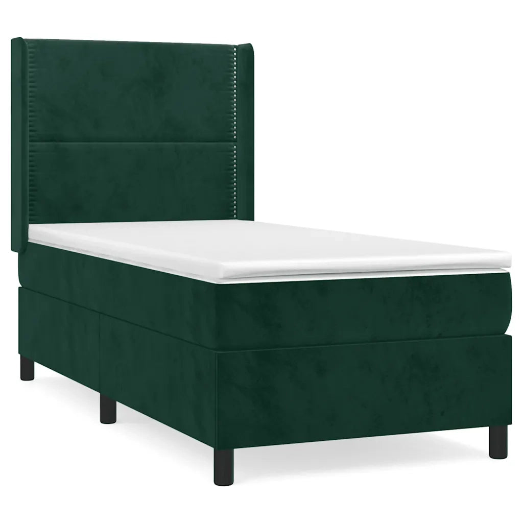 Giroletto a Molle con Materasso Verde Scuro 90x200 cm Velluto 3132600