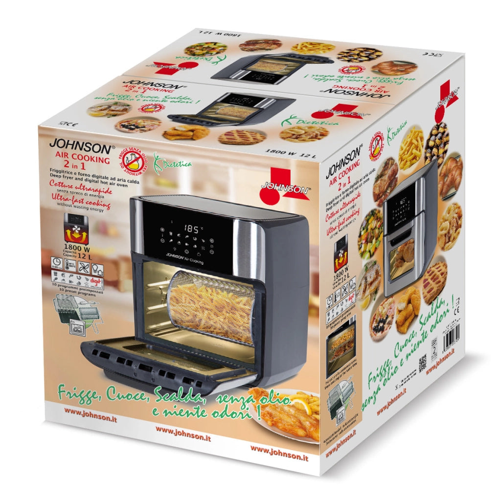 Friggitrice Aria Forno Digitale 1800W 12L 10 Programmi Cestello Rotante Dispaly