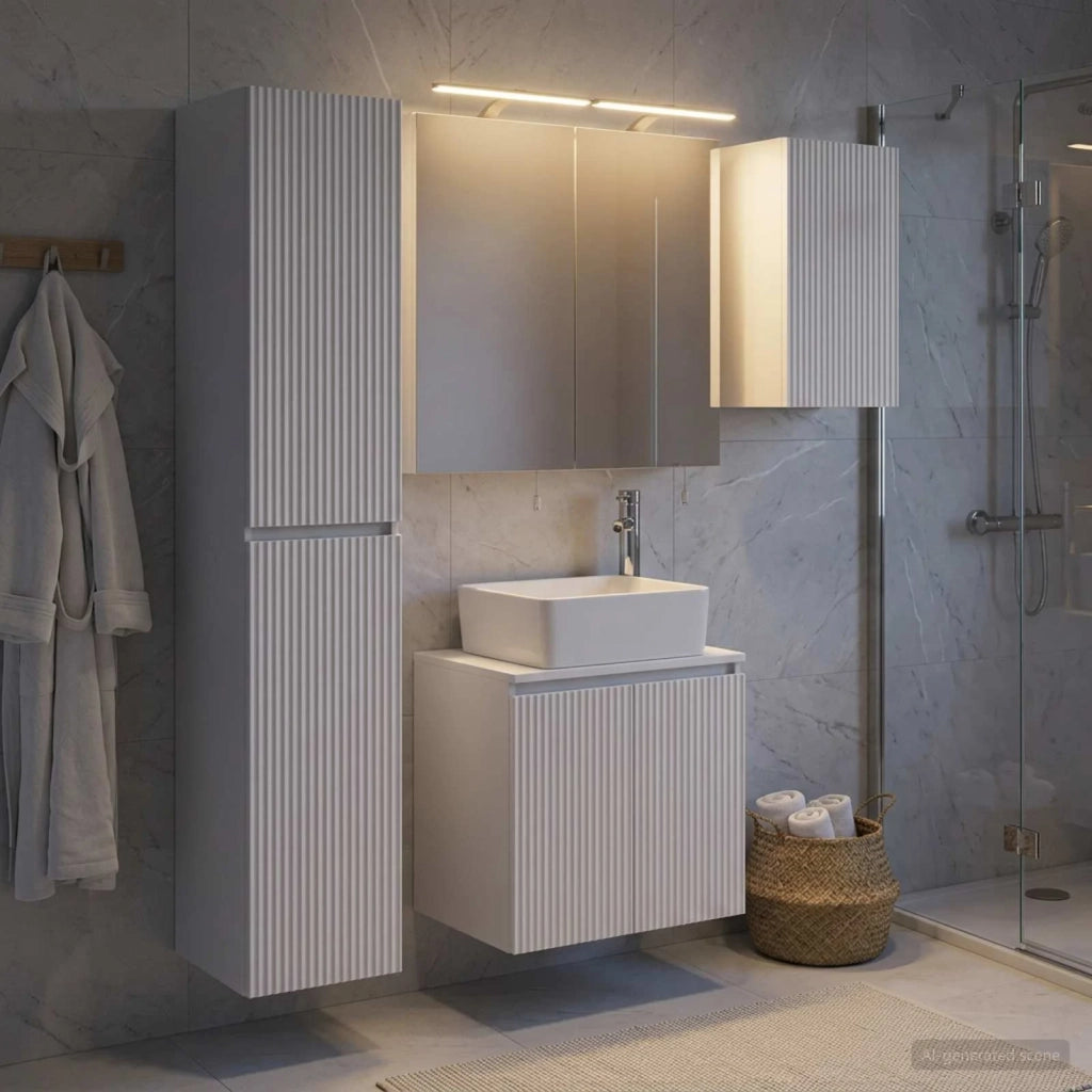 Set di Armadi da Bagno 5 pcs Bianco 50 x 14,5 x 70 cm 3407311