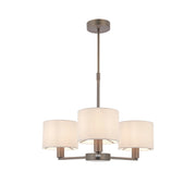 Lampadario Daley Endon 3 luci bronzo antico E14 paralumi lino