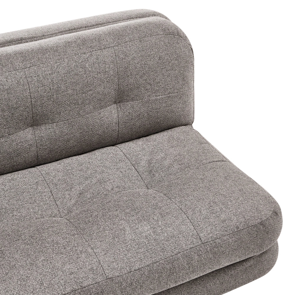 Divano letto grigio scuro rivestimento in finto lino gambe in legno 2 posti funzione letto trapuntato soggiorno camera da letto camera degli ospiti