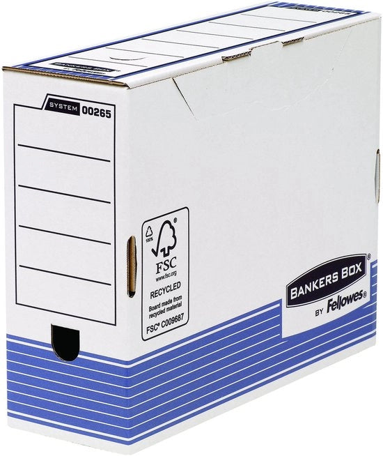 Sistema di archiviazione A4, 100 mm con contenitore Fastfold, 10 pezzi, blu/bianco
