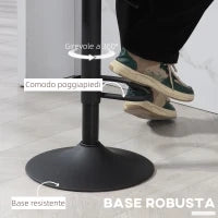 Set da 2 Sgabelli da Bar con Altezza Regolabile, Poggiapiedi e Seduta Girevole in Finta Pelle, Nero