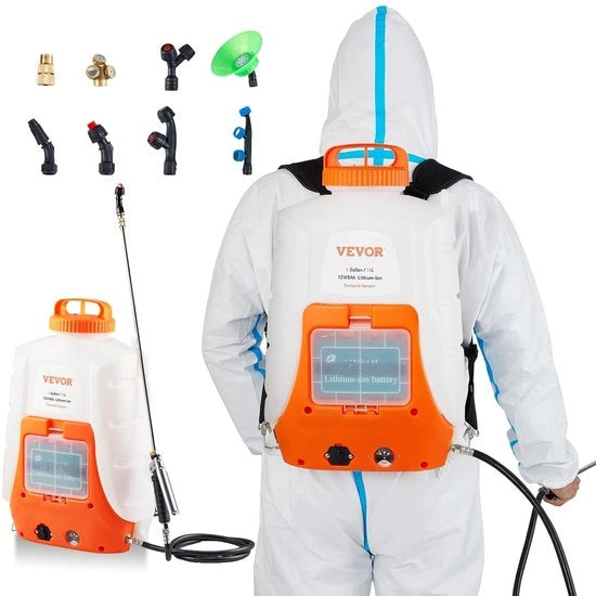 Spreminiatore elettrico con batteria, regolazione di pressione 0-6.2 bar, capacità del serbatoio 16L - per la pulizia e lo spargimento