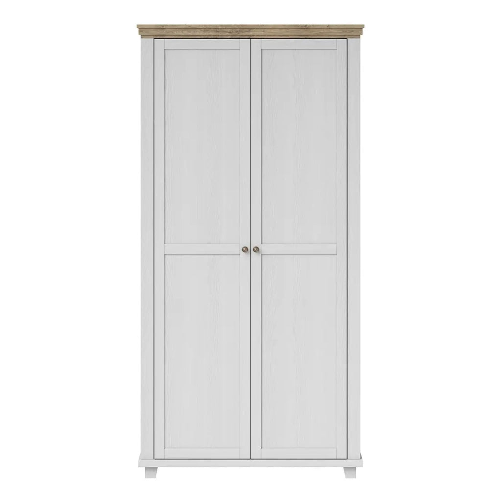 Armadio 110x220 con 2 porte. Colori bianco e rovere. Collezione ASSIA